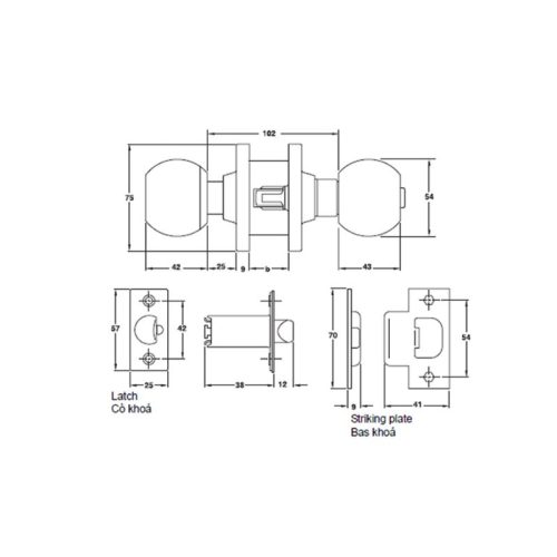 Thiết kế của khóa tay nắm tròn cửa kho loại lớn Hafele 911.64.270