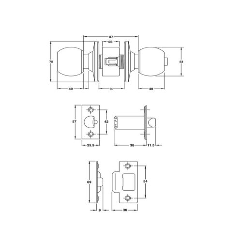 Thiết kế của khóa tay nắm tròn nhà vệ sinh Hafele 911.83.565