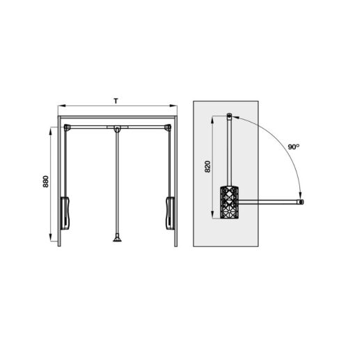 Thiết kế của tay nâng móc áo 450 - 600mm Hafele 805.11.752