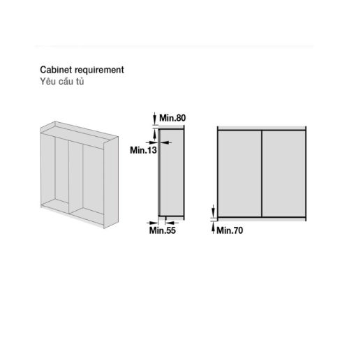 Phụ kiện cửa trượt tủ Slido Fold 20VF Hafele 401.30.009 6 Yêu cầu tủ của phụ kiện cửa trượt tủ Slido Fold 20VF Hafele 401.30.009