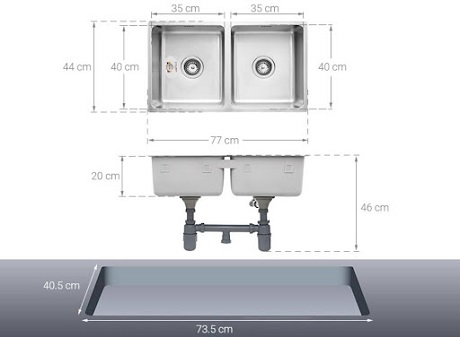 Chậu rửa bát inox Hafele HS19-SSN2S90S 567.23.020
