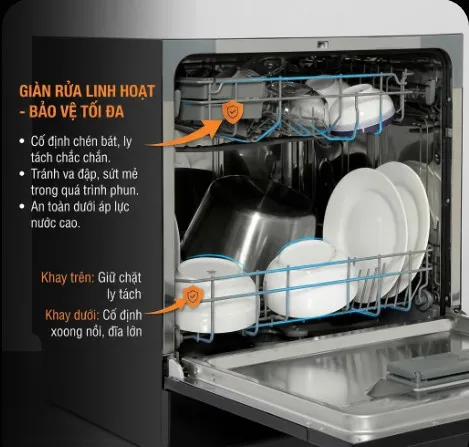 Hafele HDW-T5531B sở hữu dung tích 8 bộ bát đĩa Châu Âu