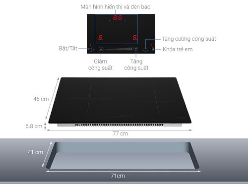 Kích thước Bếp từ 2 vùng nấu Hafele