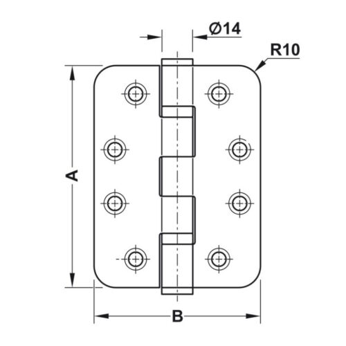 Kích Thước Bản Lề Lá Chống Cháy 2 Vòng Bi 120Kg Hafele 926.98.040