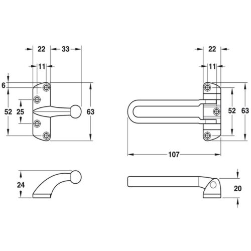 Kích thước chốt An Toàn Hafele 911.59.156