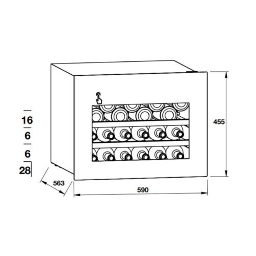 Tủ rượu Hafele HW-C62BB 533.17.001 lắp âm 4 Kích thước tủ rượu Hafele HW-C62BB 533.17.001 lắp âm