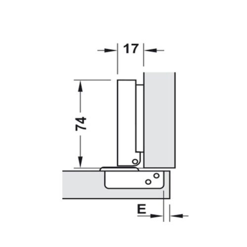 Kích thước bản lề trùm ngoài không bật Metalla SM 110° Hafele 315.06.350