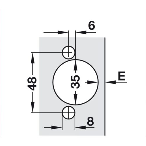 Kích thước khoan bản lề lọt lòng không bật Metalla SM 110° Hafele 315.06.352
