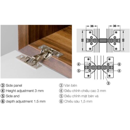 Ảnh bản lề cửa lật Mitred GS góc mở 95º Hafele 325.02.702