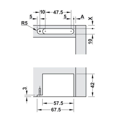 Kích thước bản lề âm 3 chiều Hafele 342.79.300-2