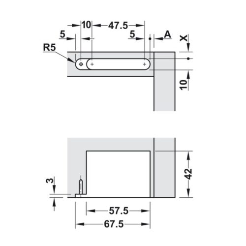 Kích thước bản lề âm 3 chiều Hafele 342.79.700-2