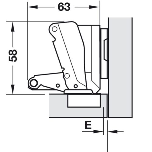 Kích thước bản lề Metalla A 165° lọt lòng Hafele 311.93.503