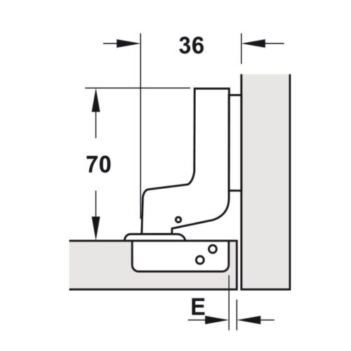 Kích thước bản lề Metalla SM 95° lọt lòng Hafele 308.03.005