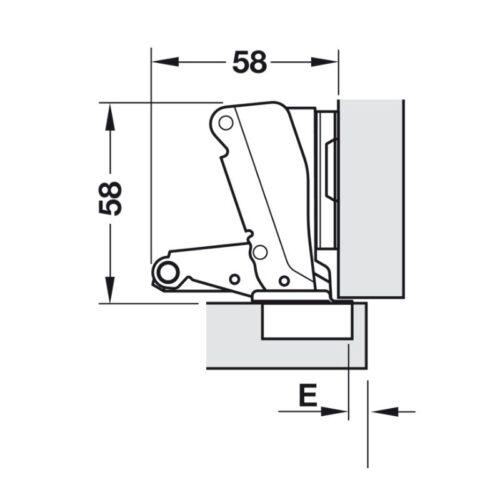Kích thước chi tiết bản lề Metalla A 165° trùm nửa Hafele 311.93.502