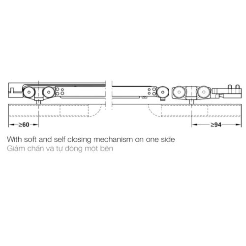 ảnh giảm chấn và tự động đóng một bên hafele