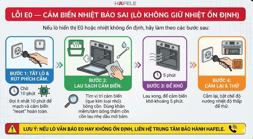 Lỗi E0 — Cảm biến nhiệt báo sai