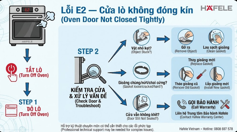 Lỗi E2 — Cửa lò không đóng kín