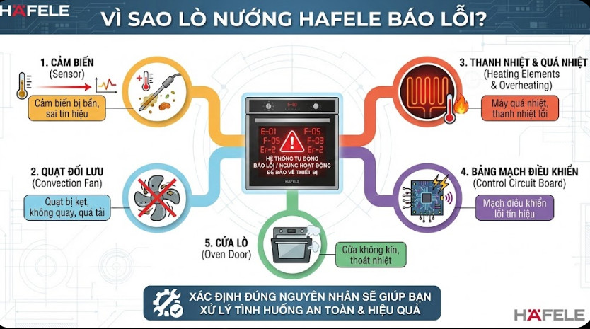 Vì sao lò nướng Hafele báo lỗi