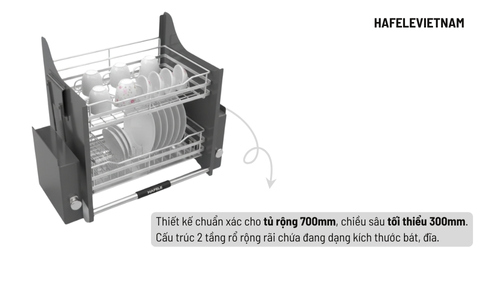 504.76.020 - Tối ưu chiều rộng tủ 700mm với 2 tầng rổ