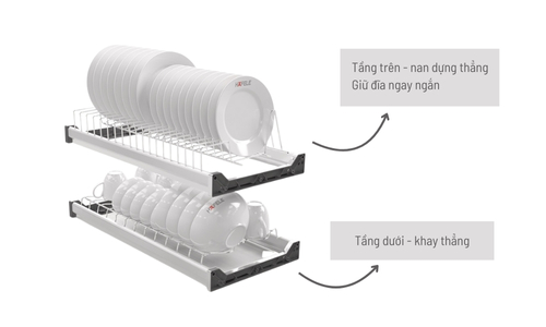 Bộ rổ bát đĩa Hafele Presto 544.40.003 600mm 8 544.40.003 2 tầng lưu trữ riêng biệt sắp xếp khoa học gọn gàng