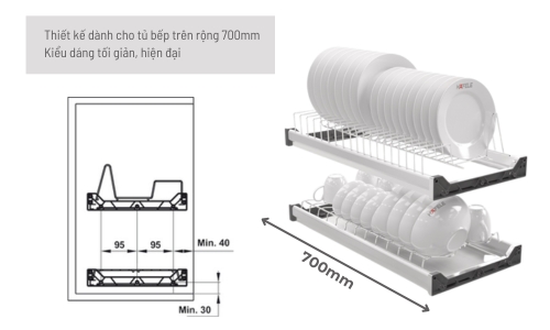544.40.011 thiết kế rộng rãi cho tủ bếp 700mm