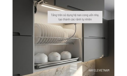 Bộ rổ bát đĩa Hafele Presto 544.40.033 800mm 9 544.40.033 hai tầng phân chia khoa học