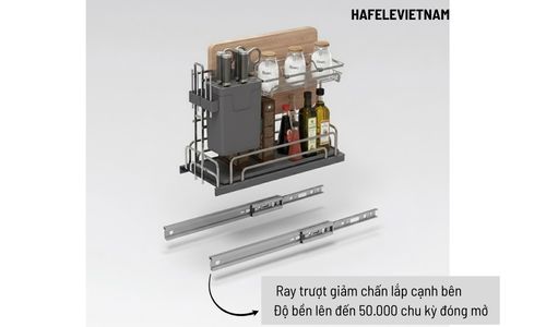 Giá dao thớt Inox 304 Hafele Omero 547.11.004 350mm 8 547.11.004 Đóng mở êm ái với ray trượt giảm chấn