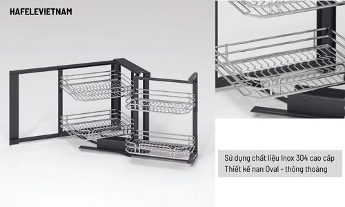 Giá góc liên hoàn Inox 304 mở phải Hafele 548.21.022 5 548.21.022 Rổ inox 304 nan oval
