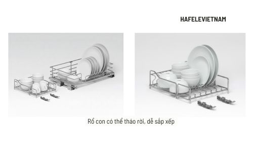 Giá bát đĩa Inox 304 Hafele Kason 549.04.047 900mm 8 549.04.047 - Sắp xếp khoa học, rổ con tháo rời linh hoạt