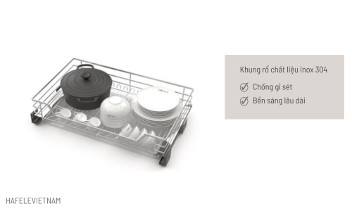 Giá bát đĩa Hafele 549.08.003 600mm 7 549.08.003 chất liệu inox 304 bền bỉ