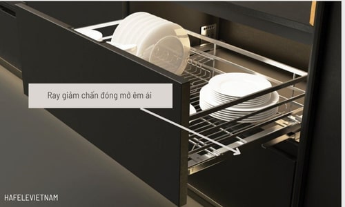 Giá bát đĩa Hafele 549.08.011 700mm 9 549.08.011 ray giảm chấn cao cấp đóng mở êm ái