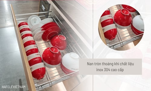 Giá bát đĩa Hafele 549.08.011 700mm 11 549.08.011 thiết kế nan tròn chất liệu inox 304 cao cấp