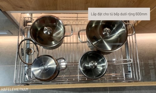 Bộ rổ xoong nồi Hafele Cappella 549.08.023 600mm 8 549.08.023 thiết kế rổ kéo tối ưu cho khoảng tủ rộng 600mm