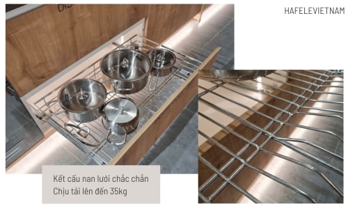Bộ rổ xoong nồi Hafele Cappella 549.08.034 900mm 9 549.08.034 kết cấu nan chắc chắn chịu tải lên tới 35kg