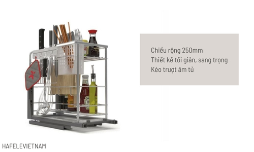 Bộ rổ gia vị, dao thớt Hafele Sonata 549.20.010 250mm 7 549.20.010 thiết kế tối giản, sang trọng