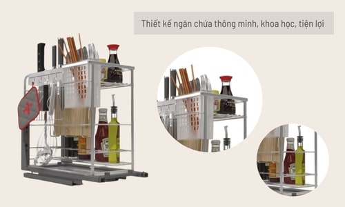 Bộ rổ dao thớt, chai lọ Hafele Sonata 549.20.012 200mm 11 549.20.012 thiết kế thông minh vệ sinh nhẹ nhàng