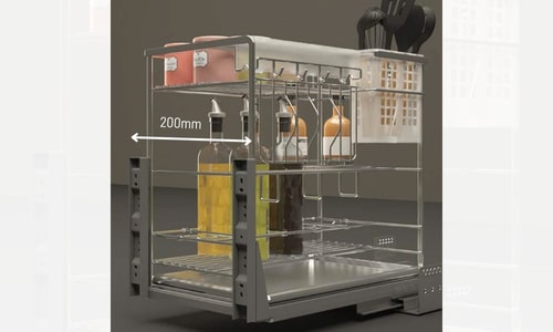 Bộ rổ dao thớt, chai lọ Hafele Sonata 549.20.012 200mm 8 549.20.012 thiết kế tối ưu cho khoang tủ bếp dưới hẹp