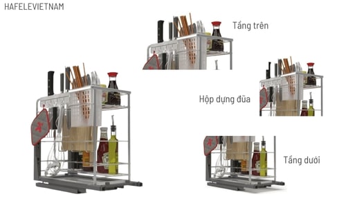 Bộ rổ gia vị, dao thớt Hafele Sonata 549.20.018 300mm 9 549.20.018 ngăn chứa thông minh