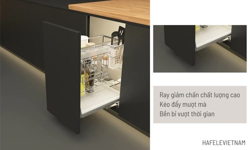 Bộ rổ gia vị, dao thớt Hafele Sonata 549.20.018 300mm 10 549.20.018 ray giảm chấn vận hành êm ái