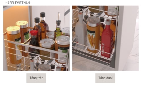 Bộ rổ gia vị Hafele Sonata 549.20.038 300mm 10 549.20.038 thiết kế 2 tầng rổ ngăn nắp