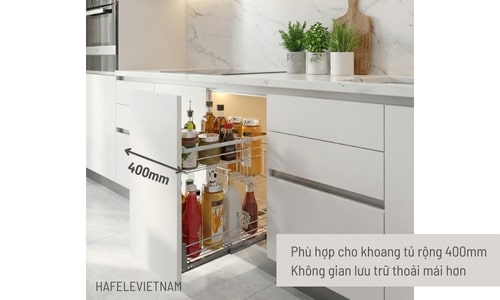 Bộ rổ gia vị Hafele Sonata 549.20.040 400mm 7 549.20.040 thiết kế kéo trượt âm tủ rộng 400mm