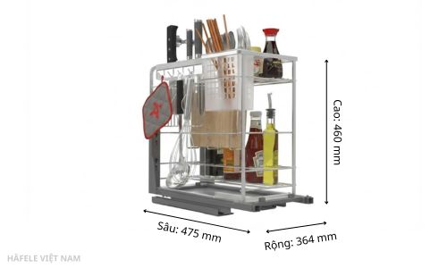 Bộ rổ dao thớt, chai lọ Hafele Sonata 549.20.415 6 549.20.415 Thiết kế 2 tầng linh hoạt, phân khu chức năng cụ thể