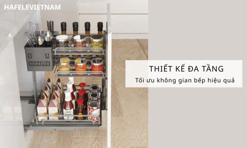 Bộ rổ gia vị dao thớt Hafele Omero 595.00.803 300mm 7 595.00.803 thiết kế đa tầng, bố cục thông minh