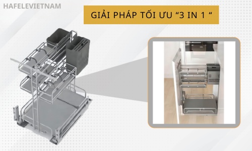 Bộ rổ gia vị dao thớt Hafele Omero 595.00.804 350mm 7 595.00.804 giải pháp tối ưu 3 trong 1