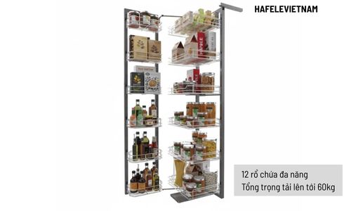 Tủ kho Hafele Kara Swing 595.71.043 450mm 5 595.71.043 12 rổ chứa sắp xếp khoa học tải trọng lên đến 60kg