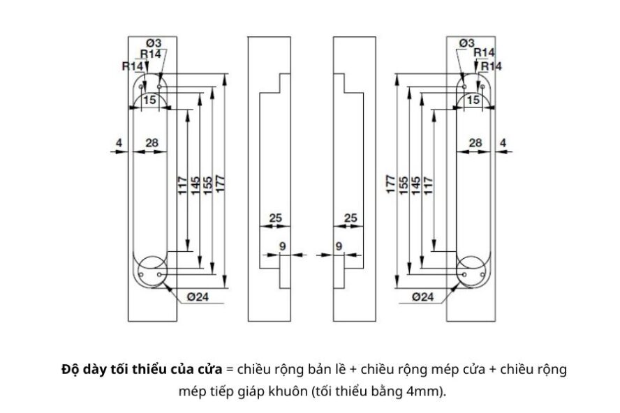 Chọn bản lề âm Hafele loại nào tốt theo độ dày của cửa