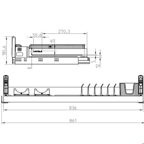 Kích thước Rổ kéo trên cho bát đĩa Dining Agent 900mm Hafele 545.14.311