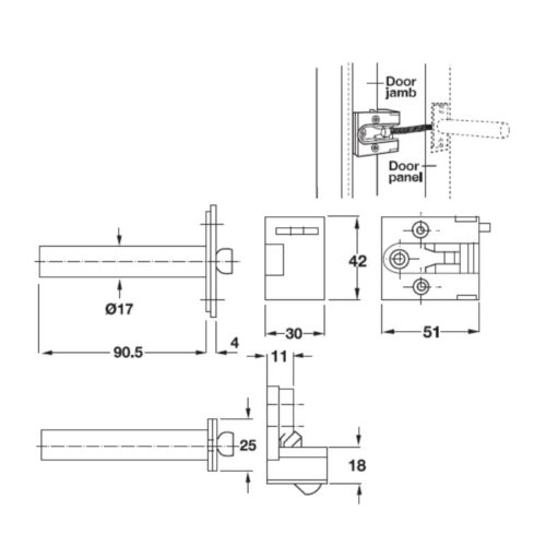 Chốt xích Hafele 911.59.095 3 size chot xich hafele 911 59 095