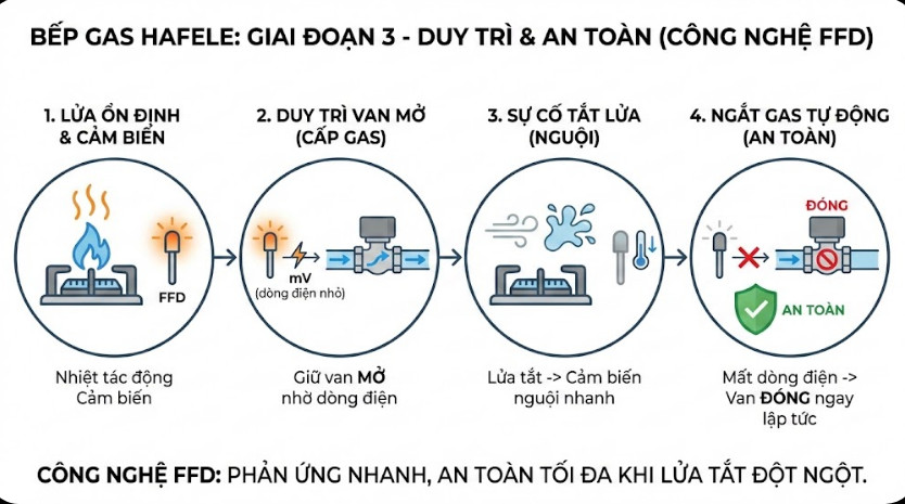 Bếp gas Hafele hoạt động thế nào? 5 Duy trì ổn định và an toàn
