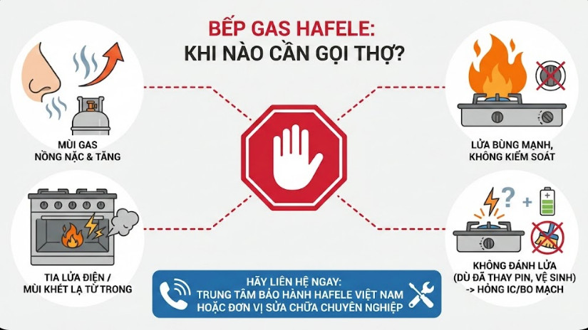 Lỗi thường gặp ở bếp gas Hafele 3 Khi nào cần gọi thợ